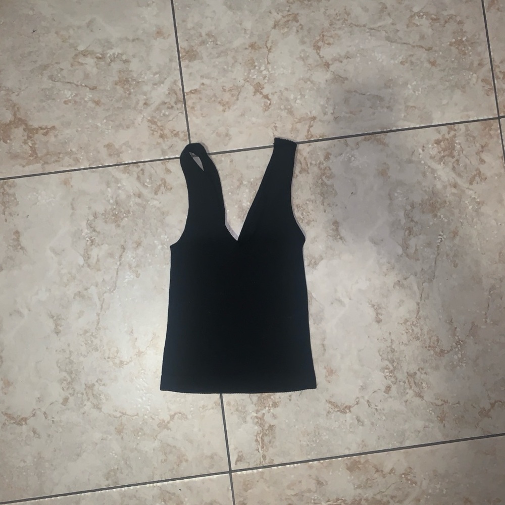 Small black V neck crop top tank top